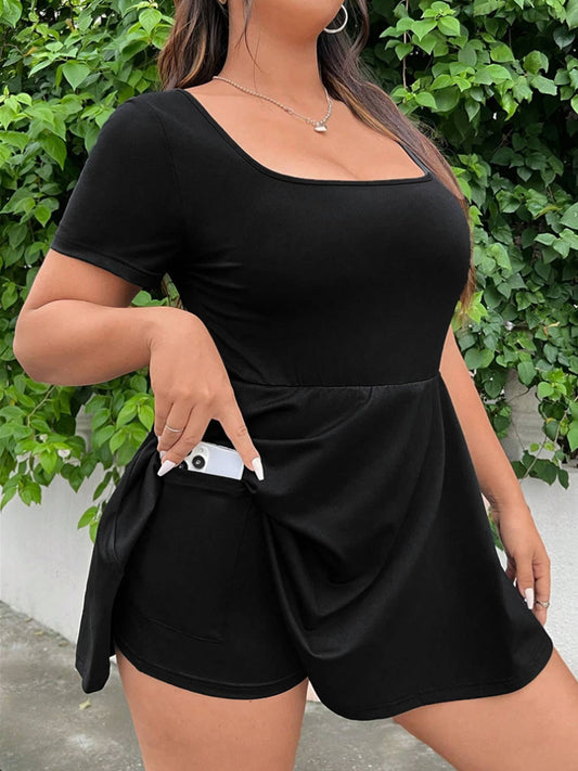 Waist-cinching dress and anti-glare shorts set