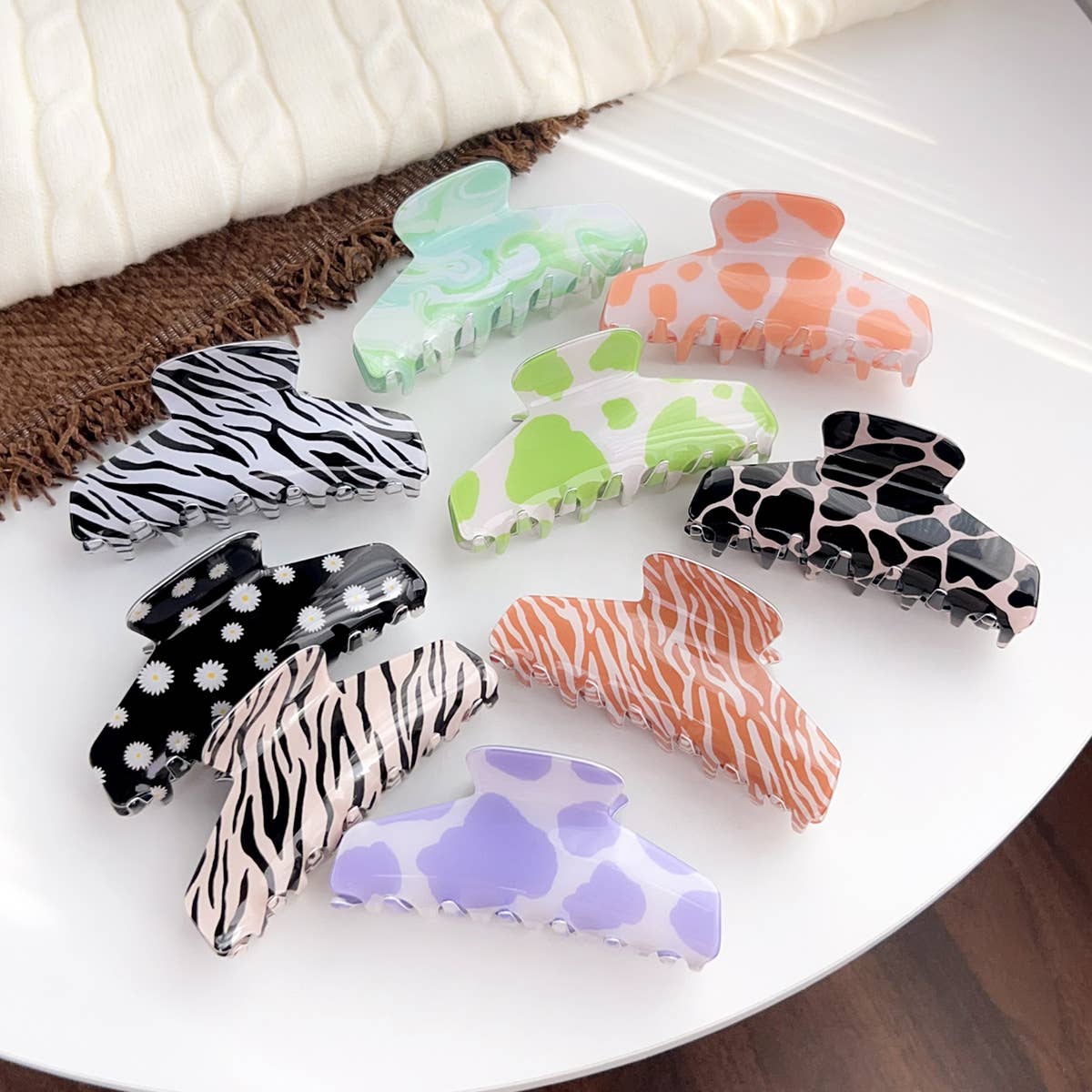 Colorful zebra print gripper French shark clip