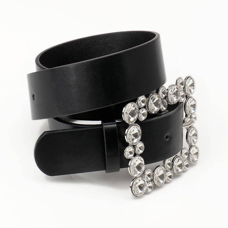 Square buttons and rhinestones fashionable belt