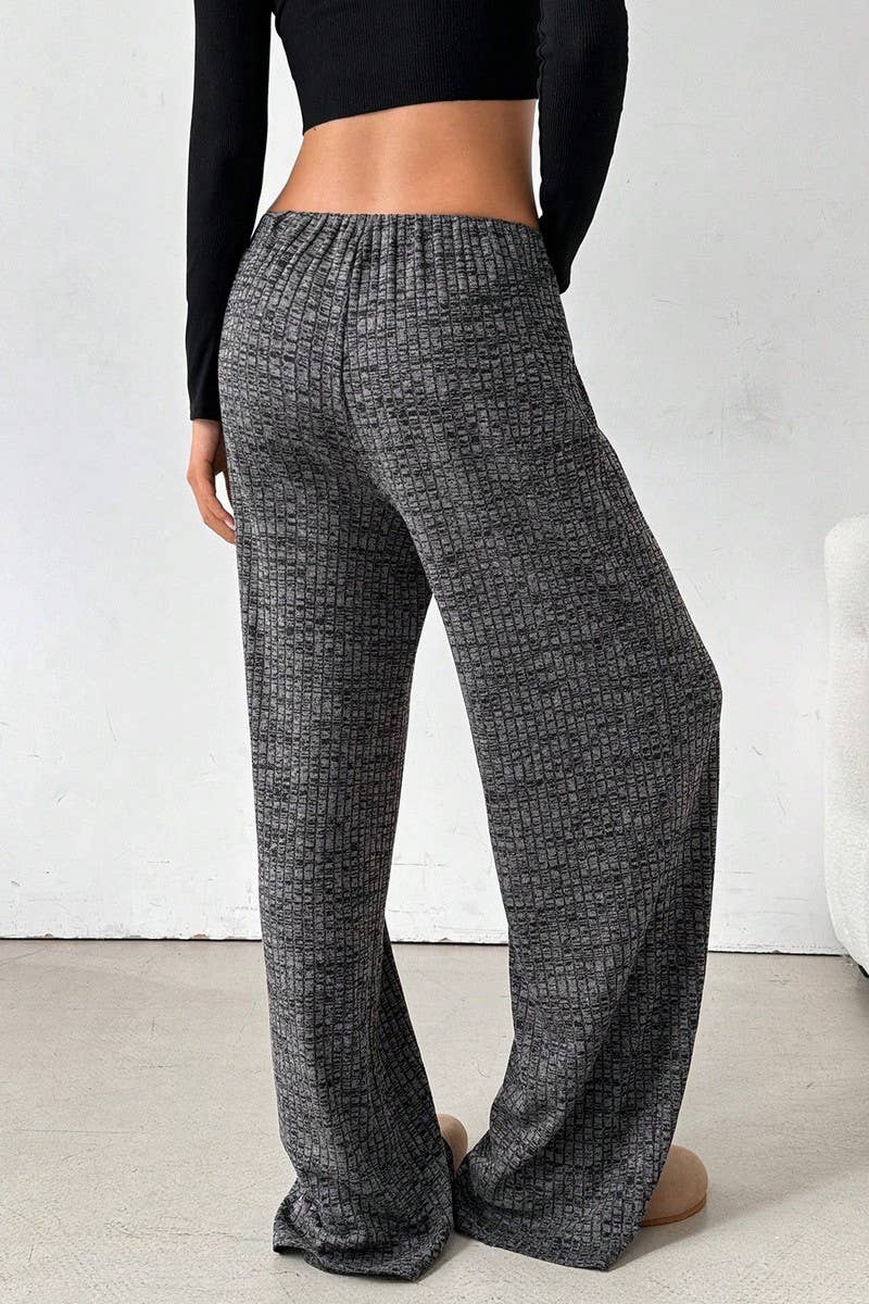 CWBLP1991_CASUAL STRIPED SOLID ELASTIC STRAIGHT PANTS