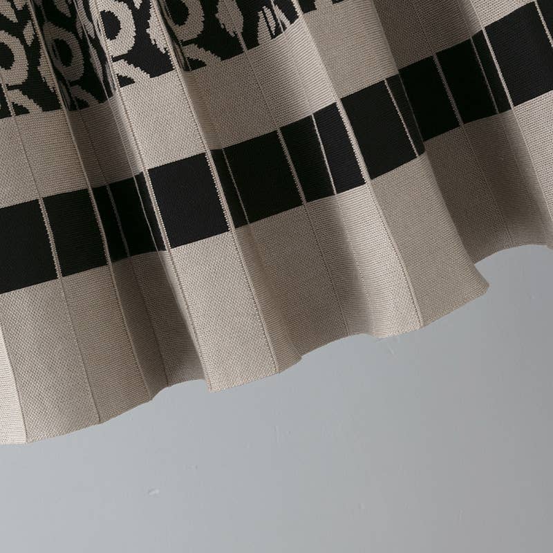 VINTAGE LEOPARD PRINT CONTRAST KNIT SKIRT