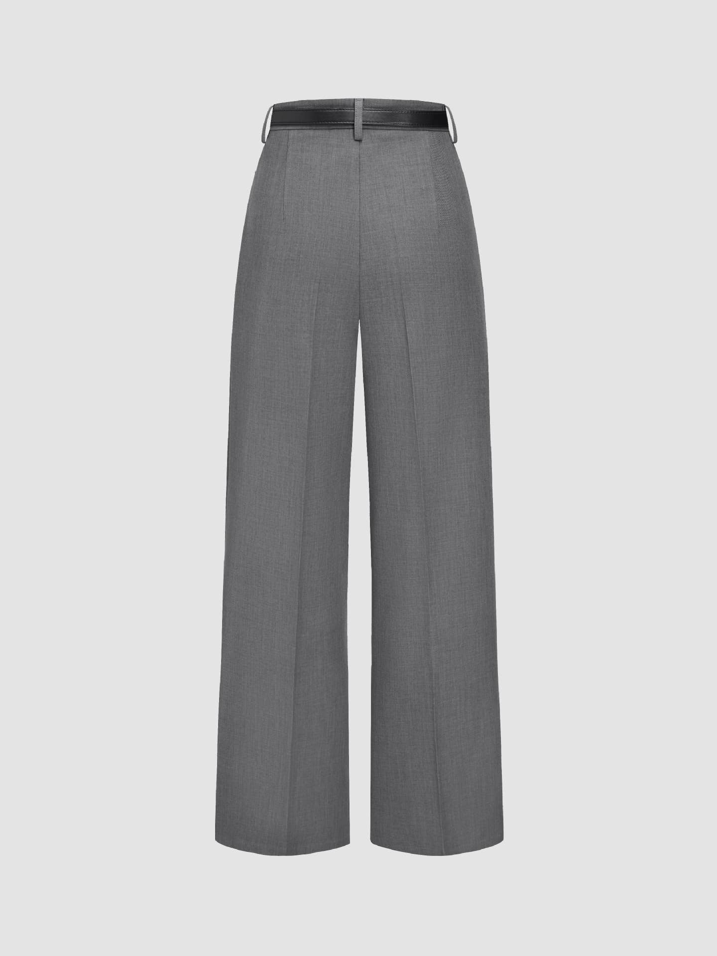 High-waisted straight-leg trousers with a belt