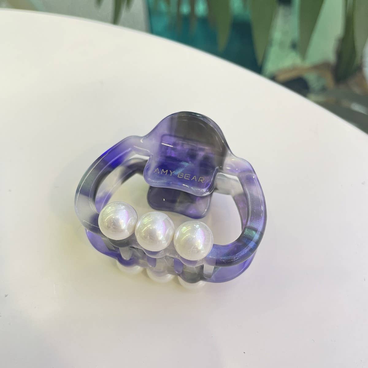 Pearl Accent Hair Claw, Thick Square Elegant Clip_CWASC1600