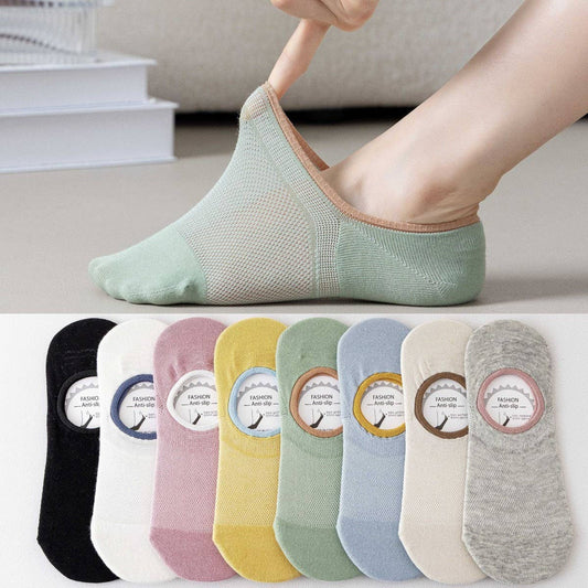 VERSATILE SOLID COLOR COTTON INVISIBLE SOCKS