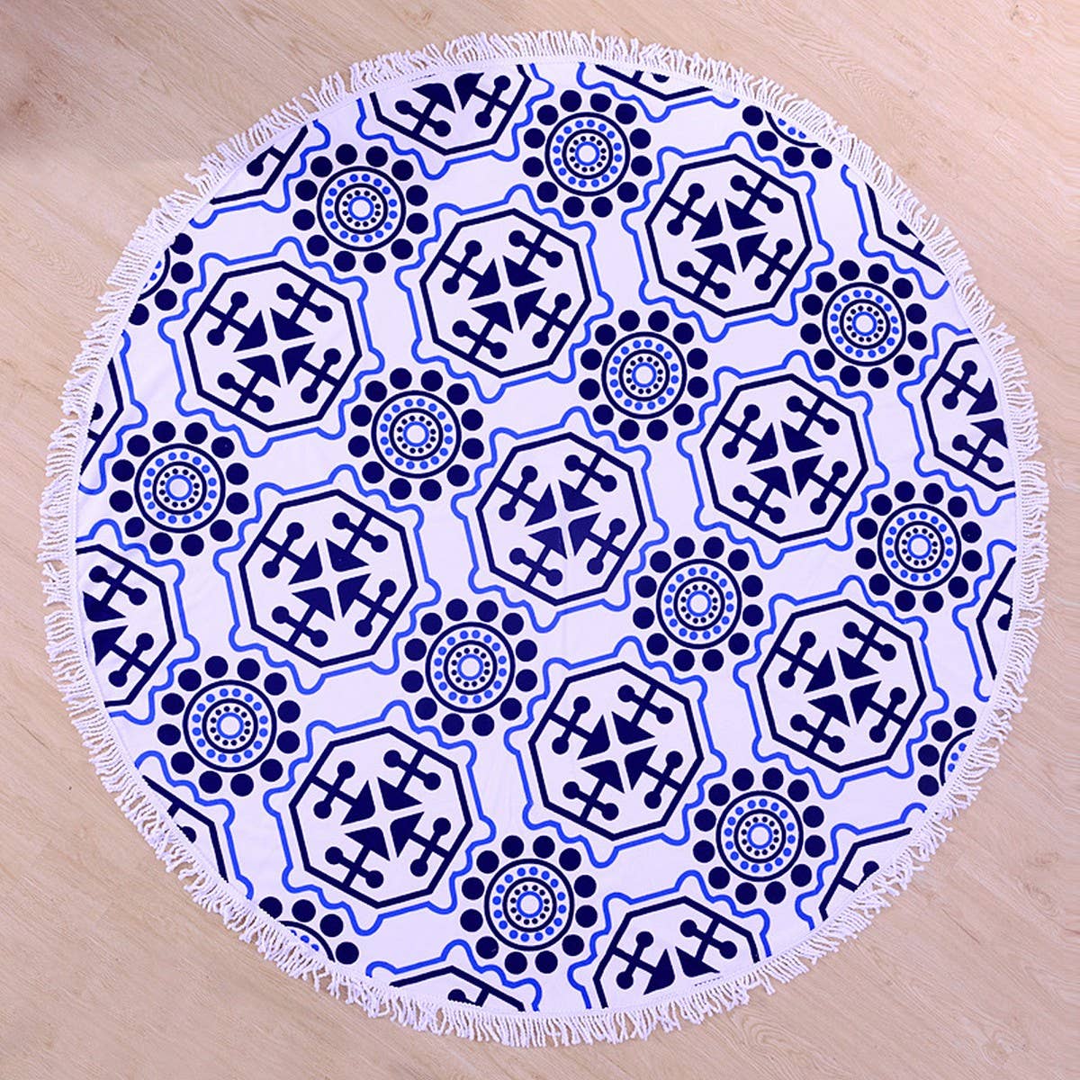 Round Microfiber Tassel Beach Towel Blanket