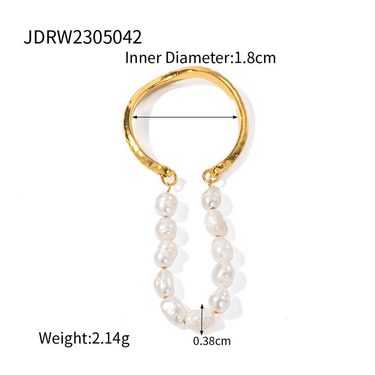 STAINLESS STEEL FRESHWATER PEARL DOUBLE LAYER RING_CWAJE1241