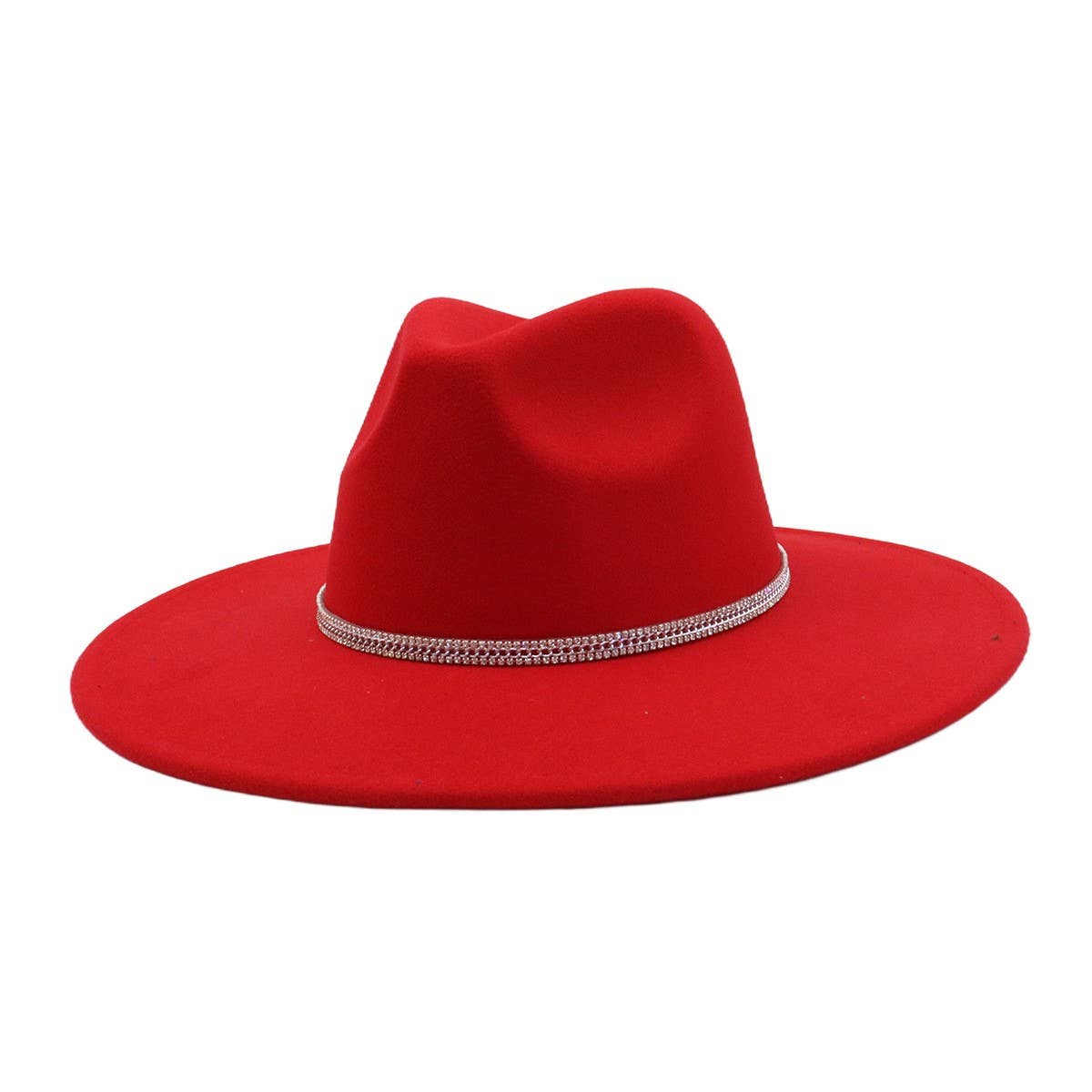 Unisex Wool Fedora Hat Ethnic Flat Brim Style_CWAH04402