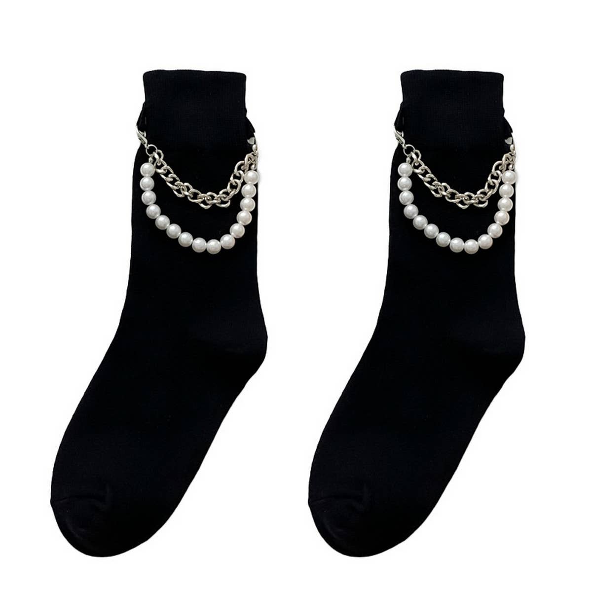 WOMEN BLACK PUNK CHAIN SOCKS