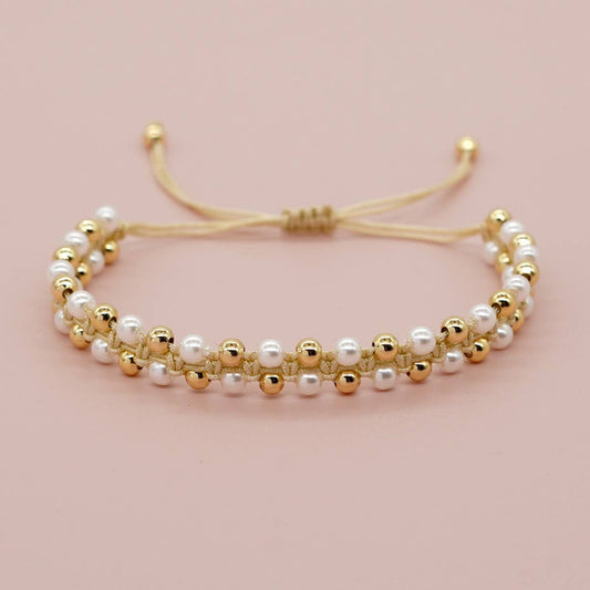 IMITATION PEARL BRACELET PURE HAND-WOVEN BRACELET