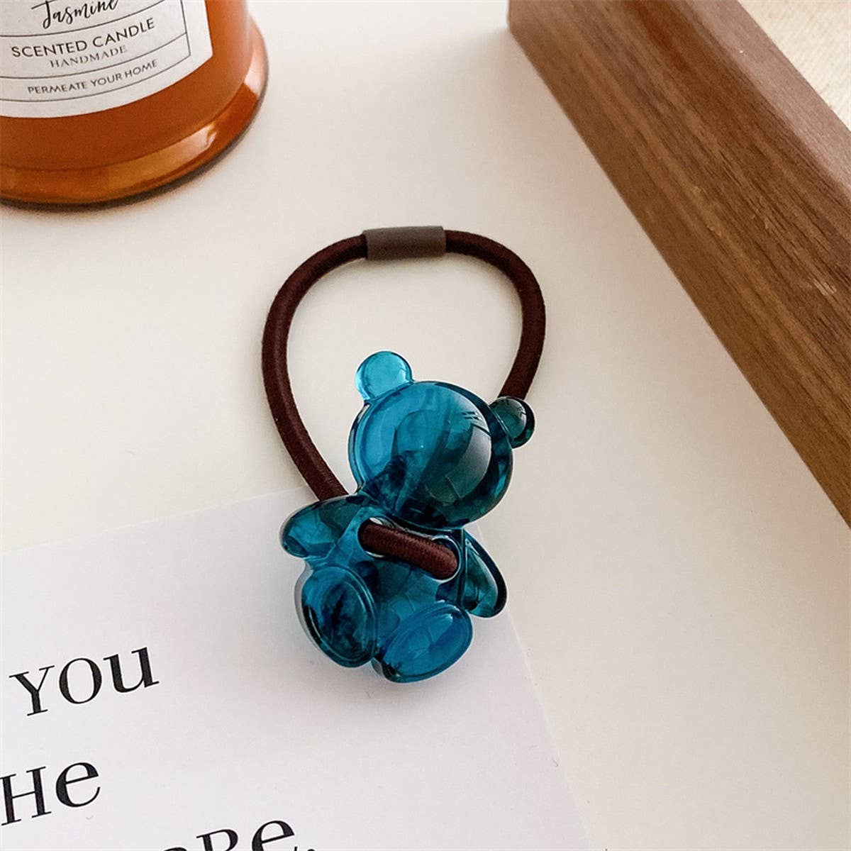 6PCS/SET ACRYLIC BEAR FLOWER BOW HAIR TIES_CWAHA0337