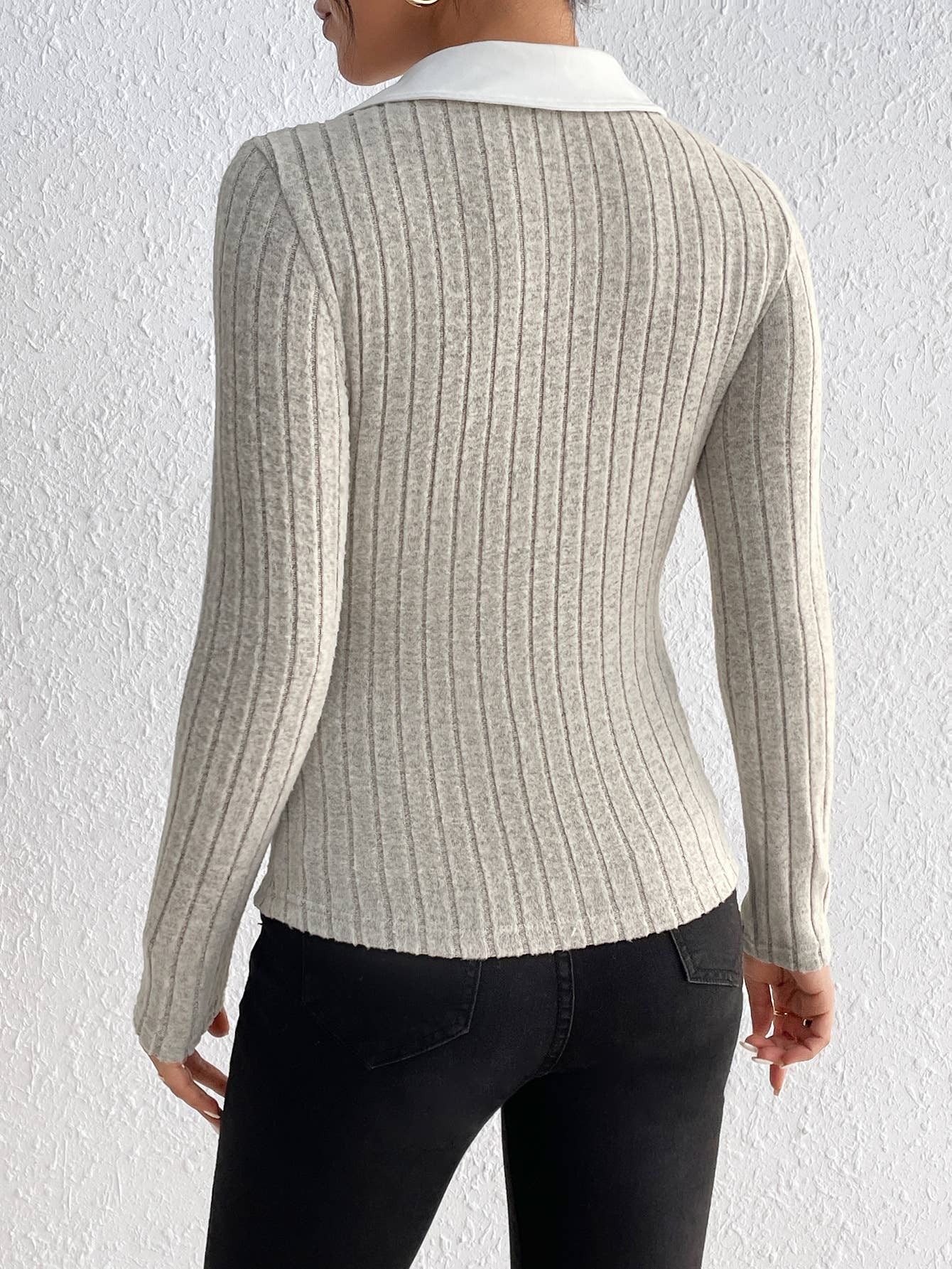 V-NECK SIMPLE KNIT LONG SLEEVE BASE