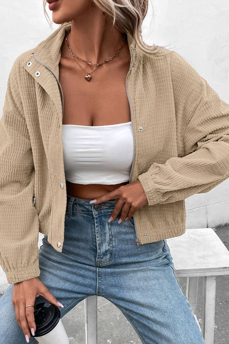 CWOCO1009_CORDUROY BUTTON LONG SLEEVE JACKET JACKET SHORT