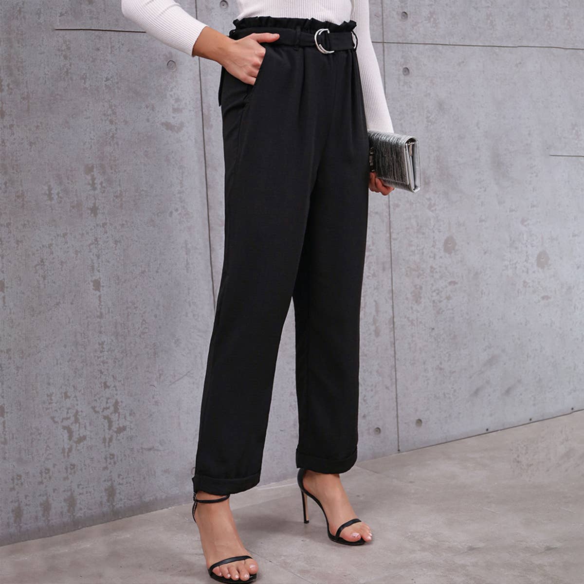 LACEUP CROPPED PROFESSIONAL ELASTIC-WAISTED PANTS