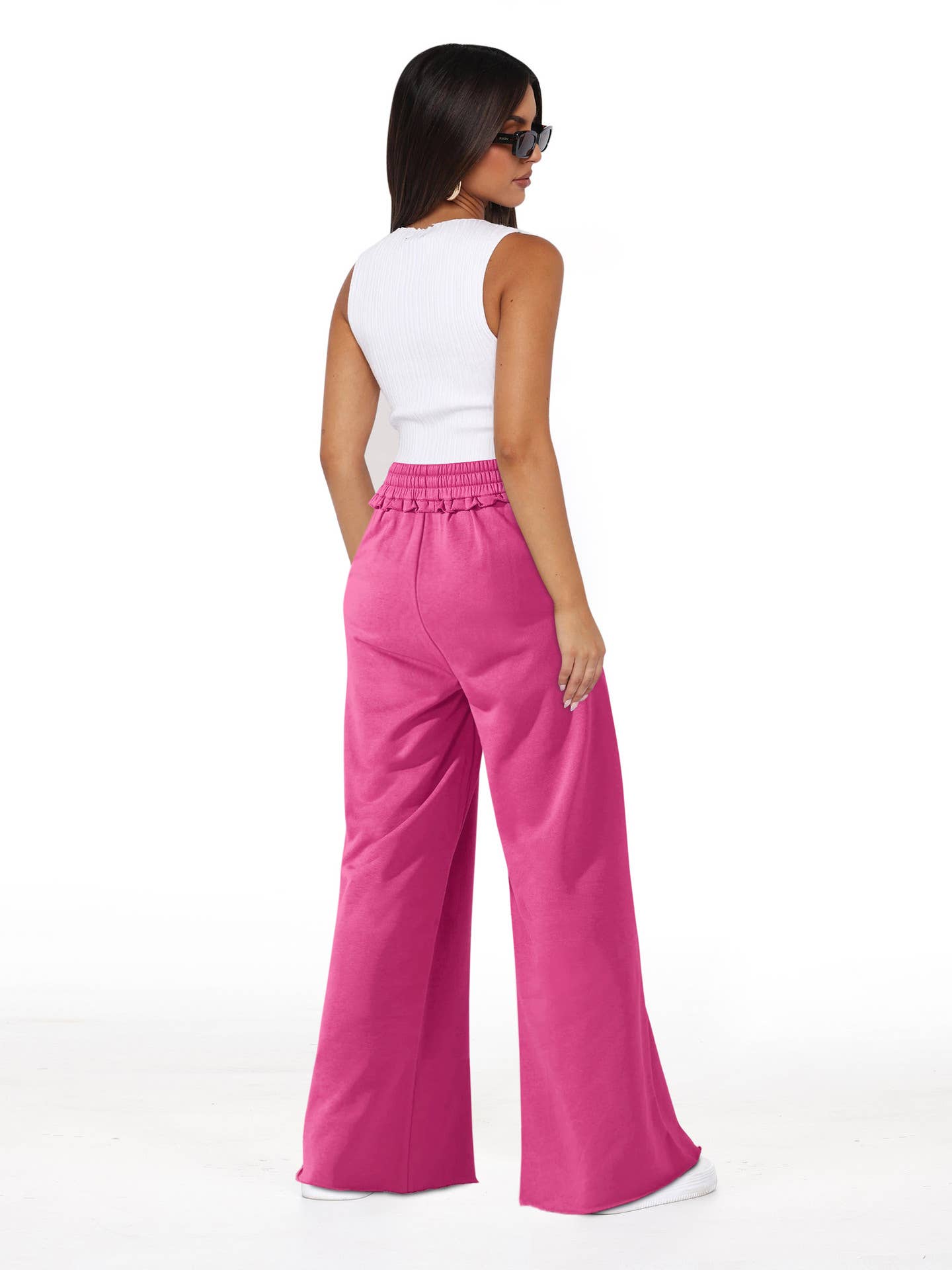 Loose casual lace-up straight-leg casual pants