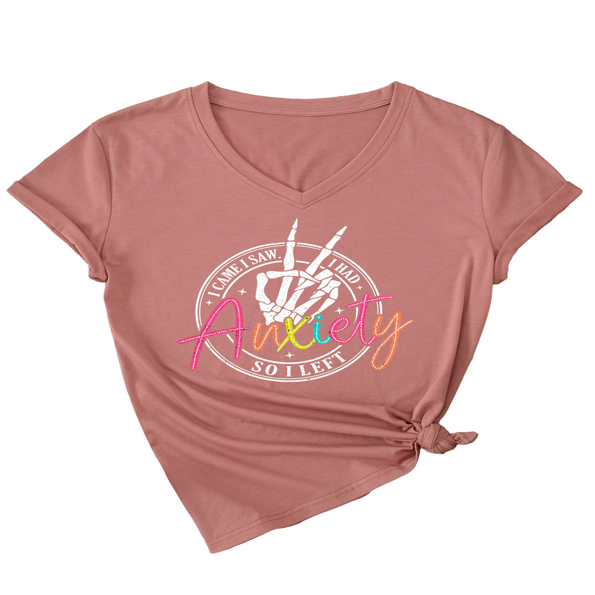 Trendy V-Neck Tee ? I Came I Saw Print