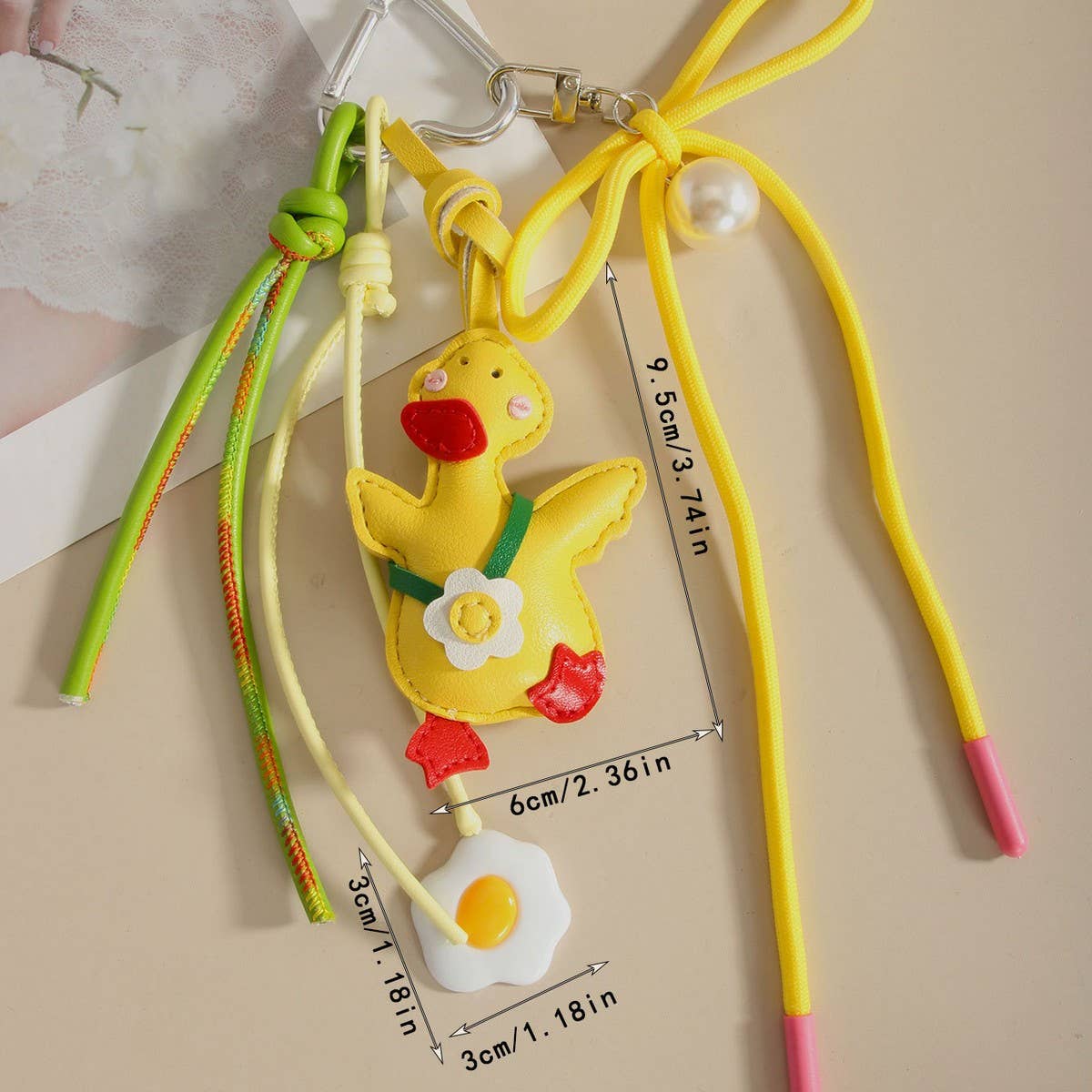 Cute Yellow Duck Strawberry Keychain Bag Charm