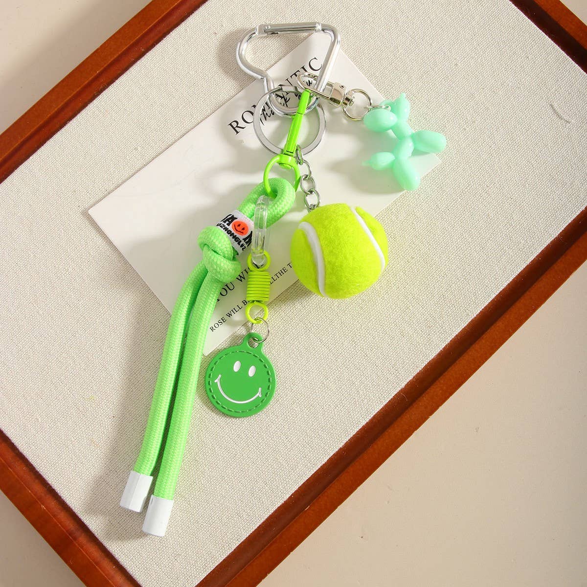 Colorful Tennis Smiley Balloon Dog Keychain