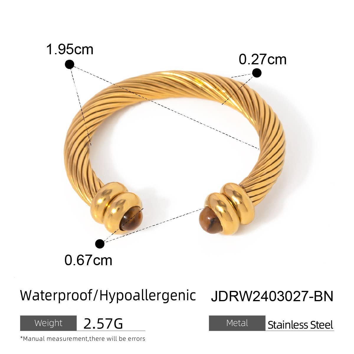 IRREGULAR OPEN TIGER EYE STONE BEAD RING