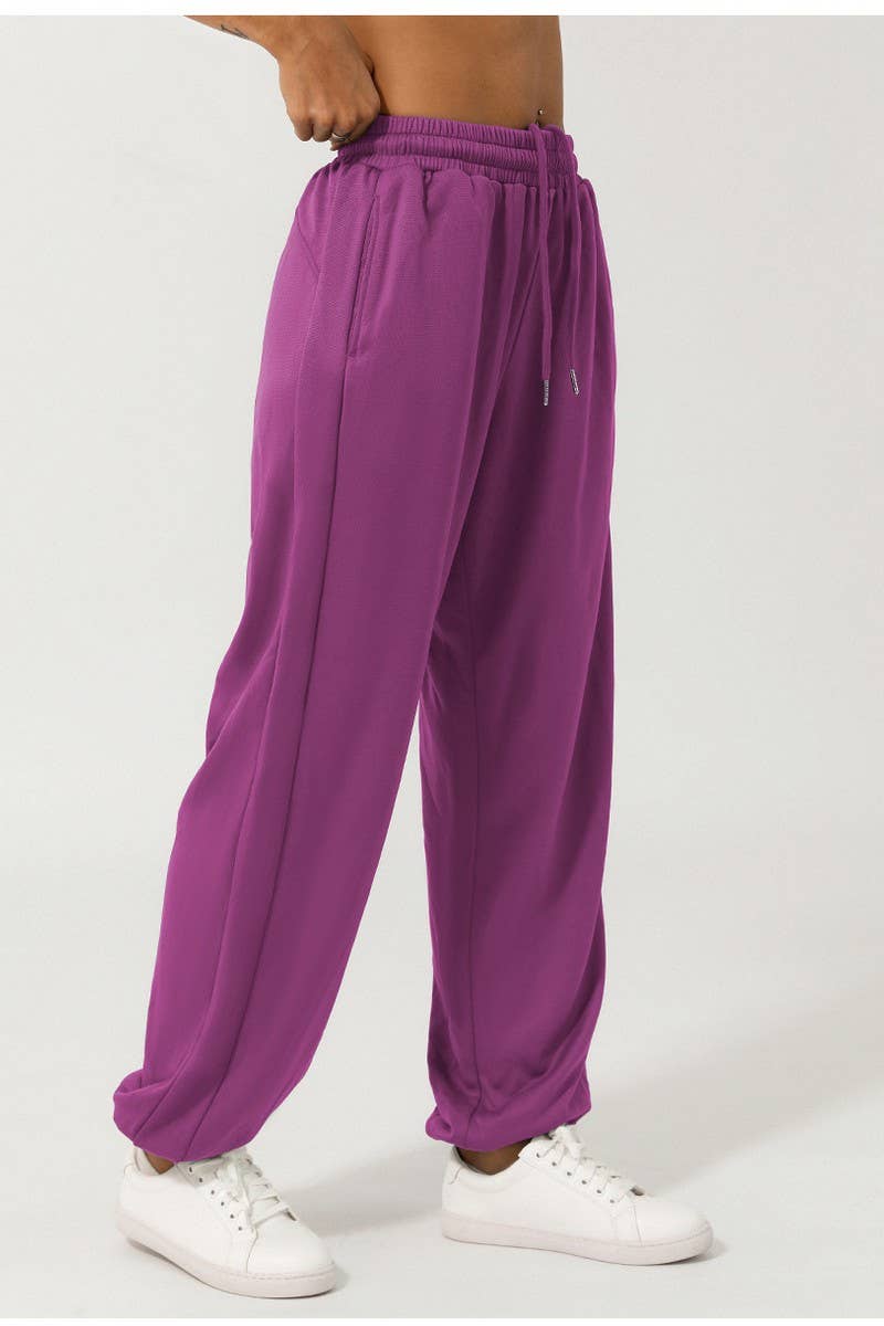 CWBLP1233_SOLID HIGH WAIST DRAWSTRING SWEATPANTS