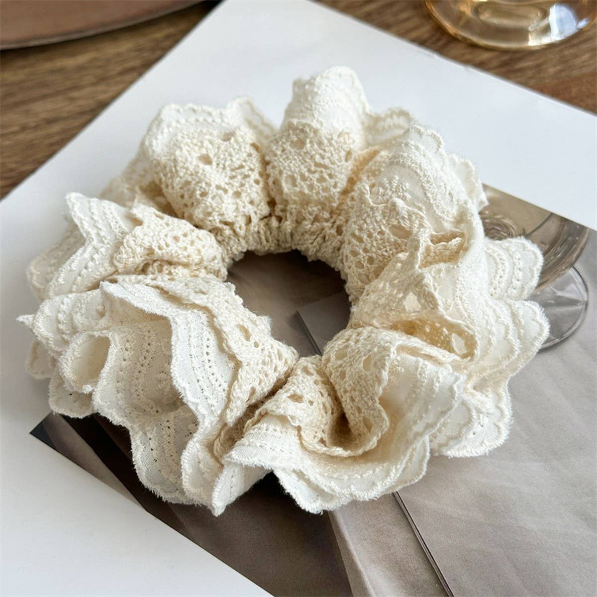 MULTI-LAYER HOLLOW PLEATED HAIR RING HAIR ROPE_CWAHA1368