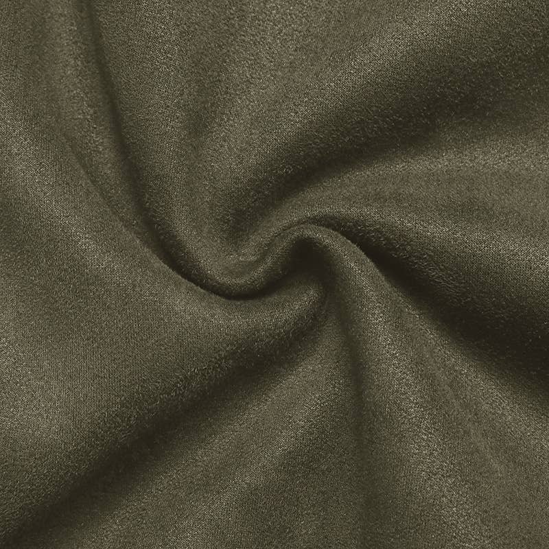 Suede-like velvet military green lapel jacket