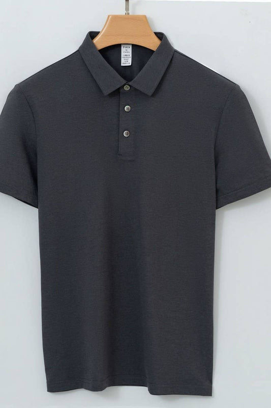 Cwtts1034_Solid Color Casual Short Sleeve Men Polo Shirt