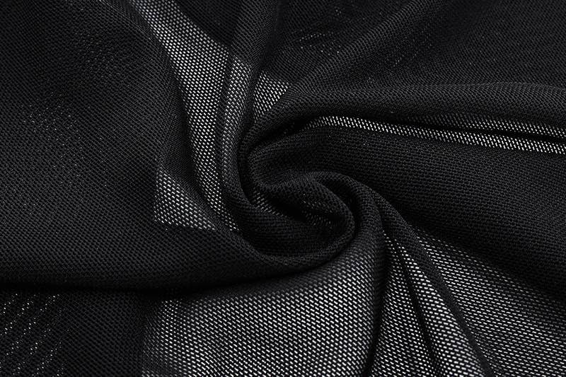 See-through mesh fitted long-sleeved top