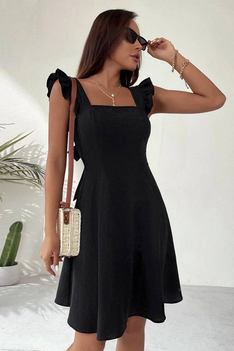 CWDSD8438_ELEGANT SOLID COLOR SPAGHETTI STRAP SUNDRESS