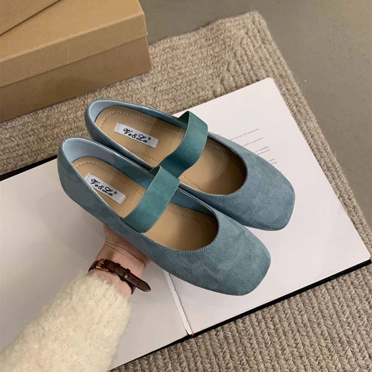 Suede Ballet Flats Mary Janes for Women_CWSHF0082