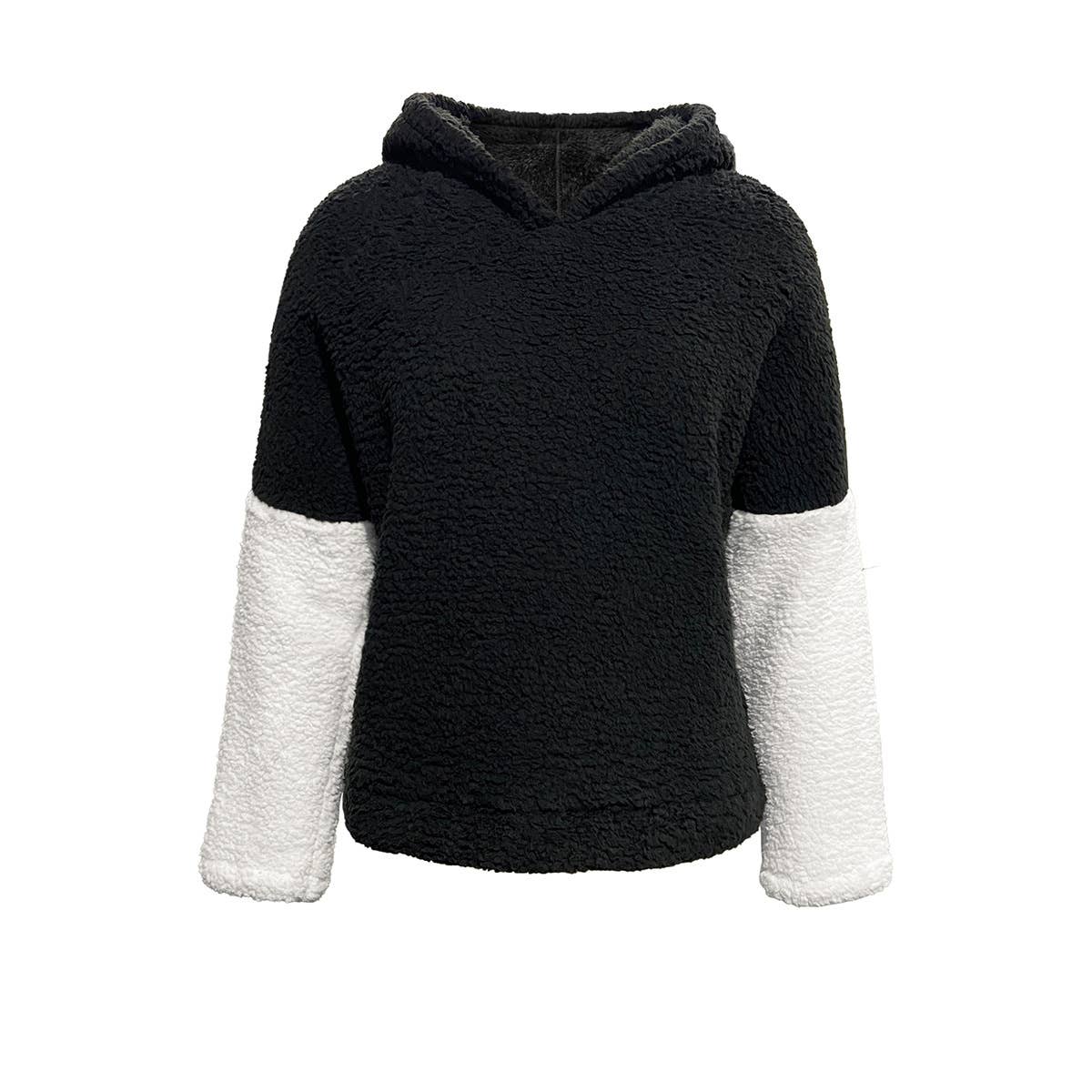 Patchwork Contrast Color Fur Cat Ears Hoodie