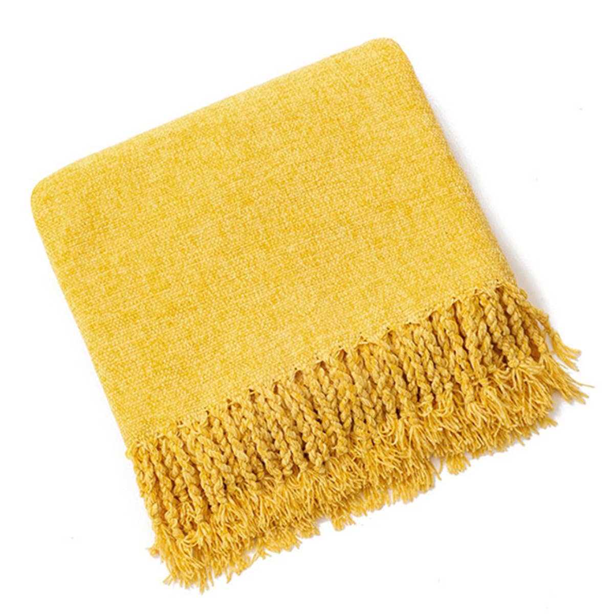 FRINGED SOFT AND WARM KNITTED BLANKET