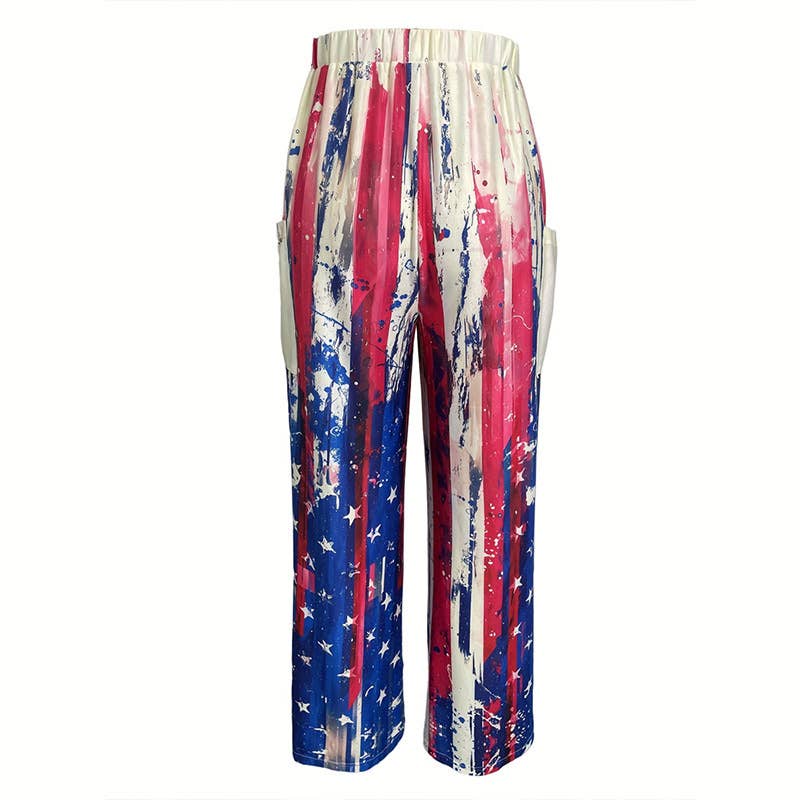 INDEPENDENCE DAY ELASTICATED WIDE-LEG PANTS