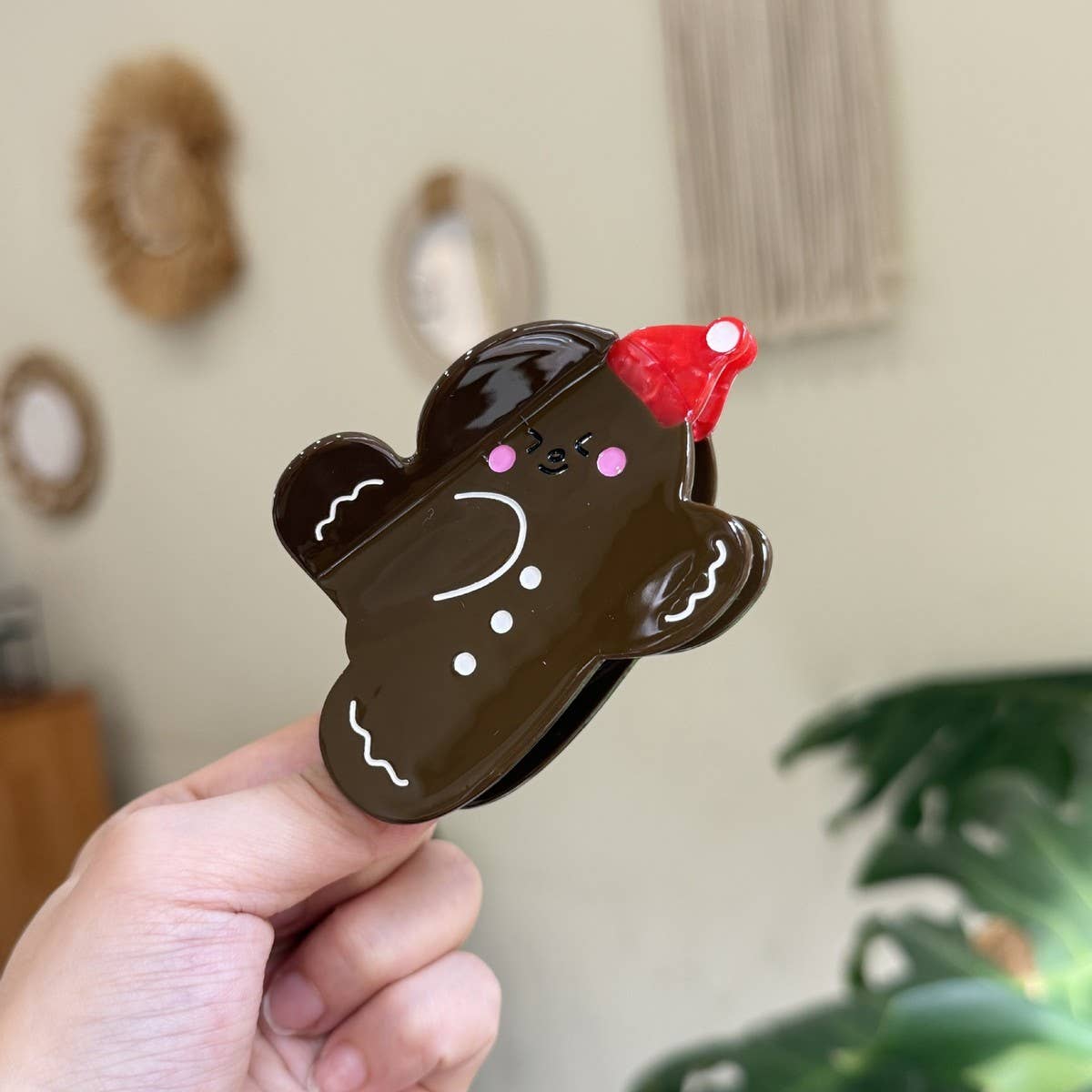 CWAHA4446_SANTA CLAUS SNOWFLAKE CARTOON DIAMOND HAIRPIN