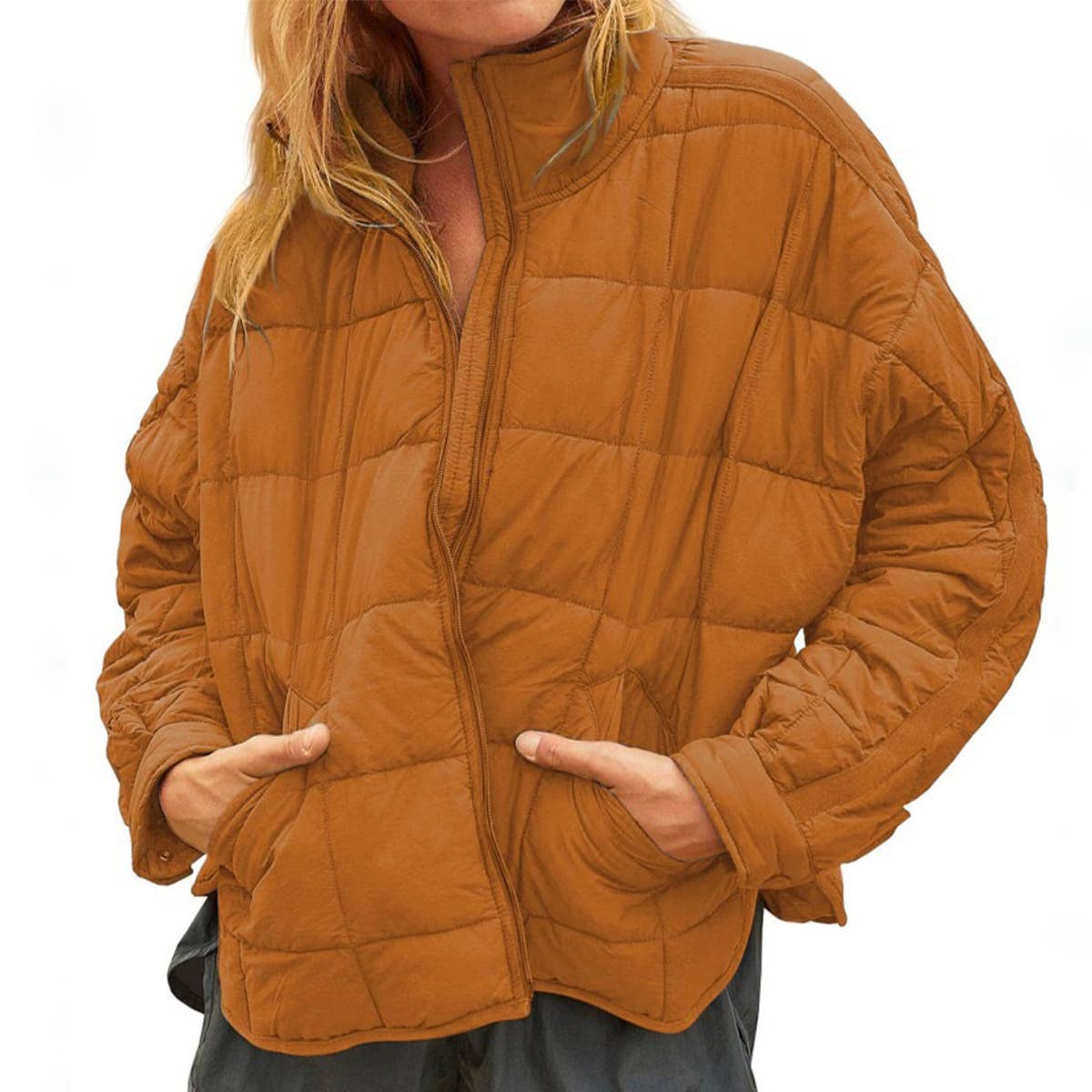 LIGHTWEIGHT ZIPPER COMPRESSIBLE SHORT DOWN JACKET