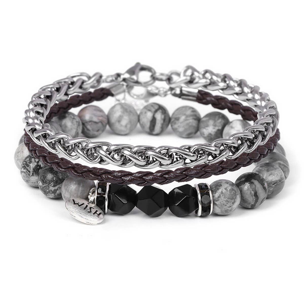 CWAJE4224_NATURAL STONE BEADS ALLOY THREE-PIECE BRACELET