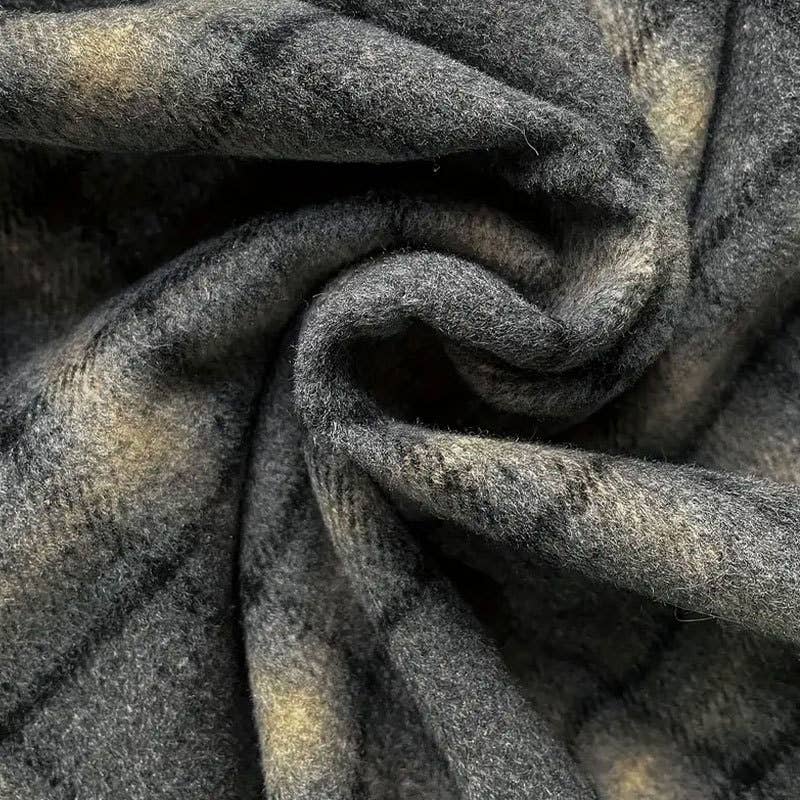 Thickened retro checkered long skirt