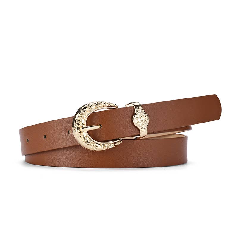 About pin buckle solid color belt ladies