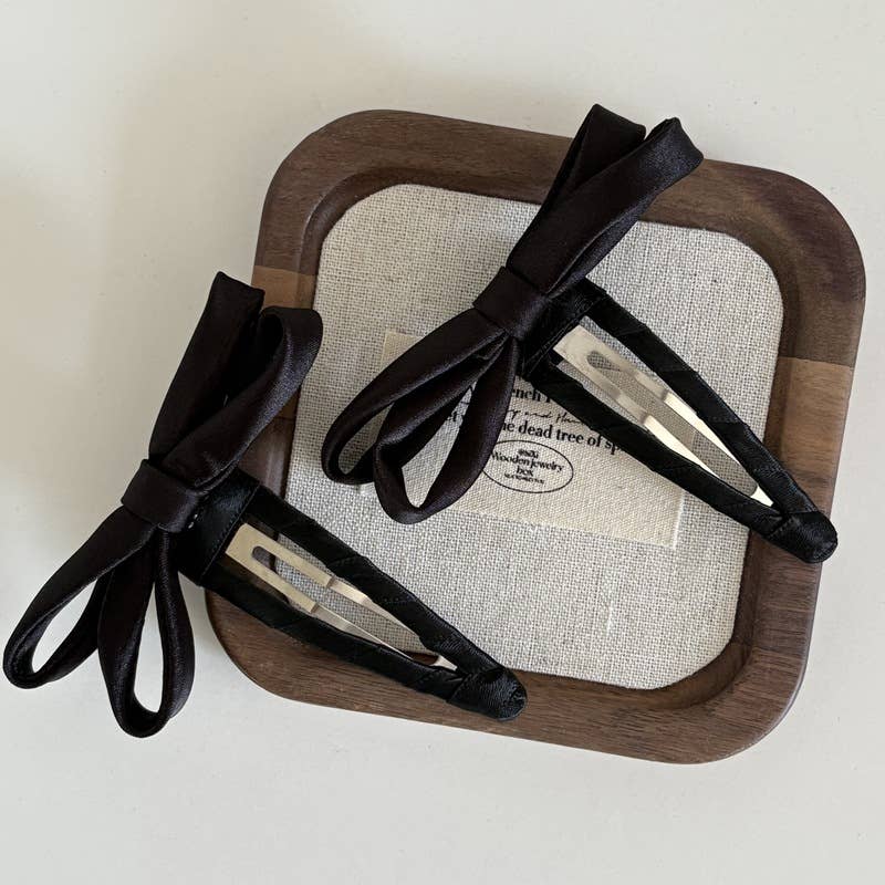 High-end satin solid-color bow hair clip