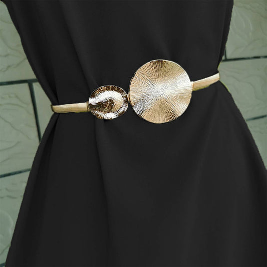 TEXTURED METAL ROUND BUCKLE BELT_CWABE0110