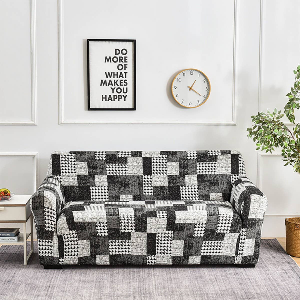 Printed Milk Silk Sofa Cover, Stretch & Full Fit_CWMM8325