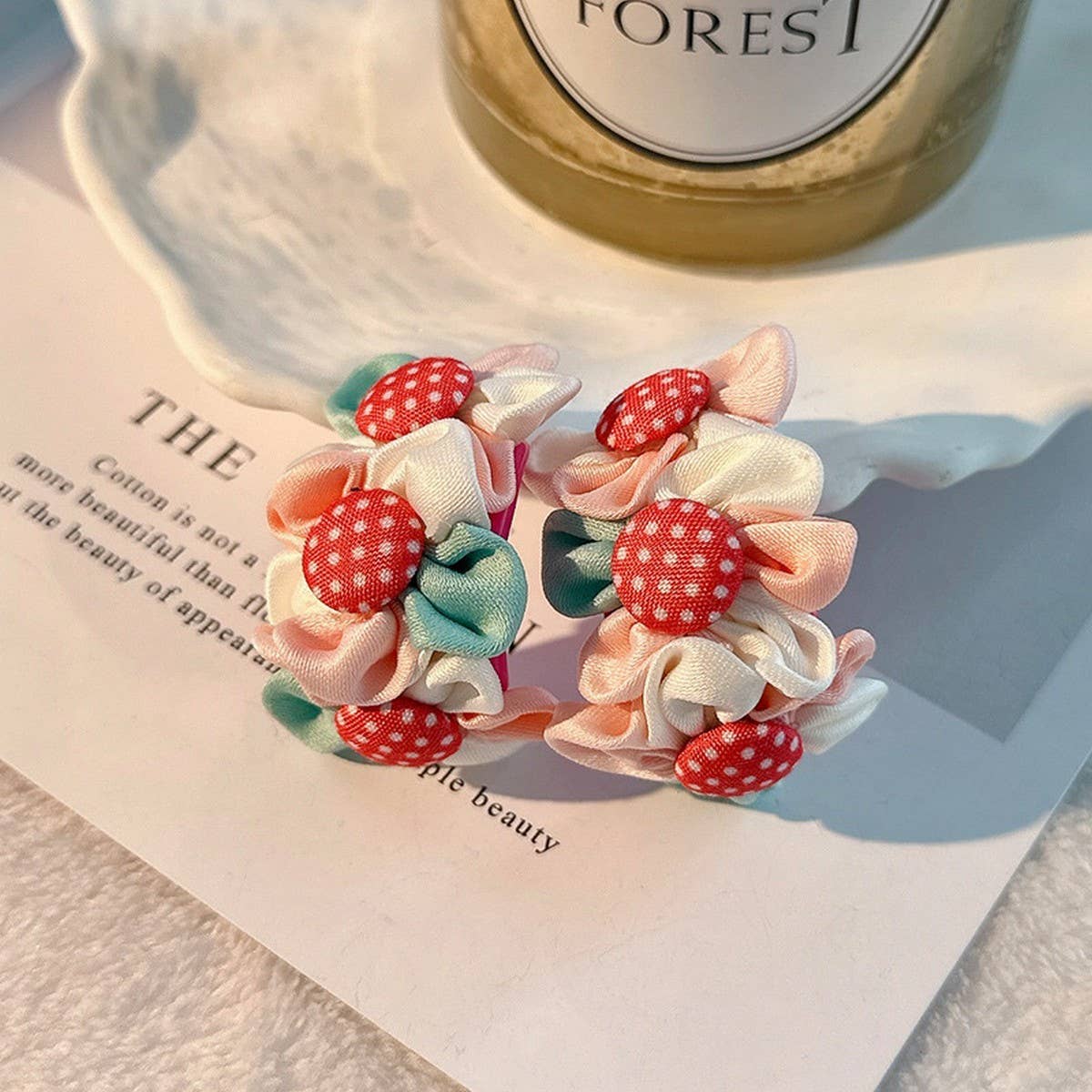 Sweet Fabric Flower Stud Earrings Handmade & Fresh