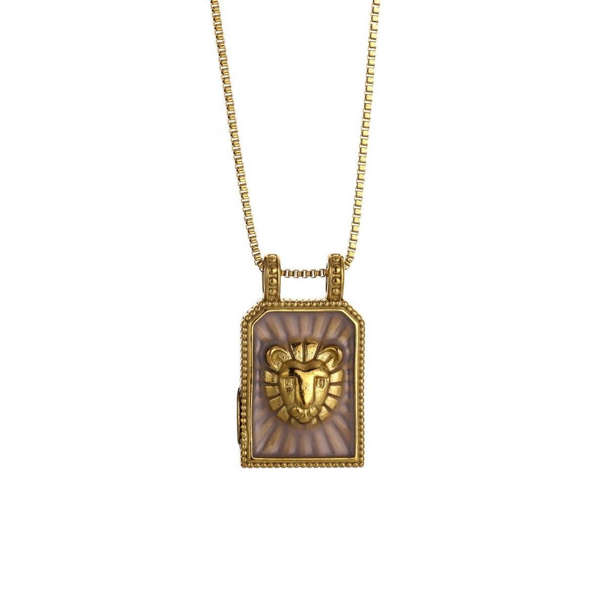 Vintage Square Zodiac Necklace with Enamel