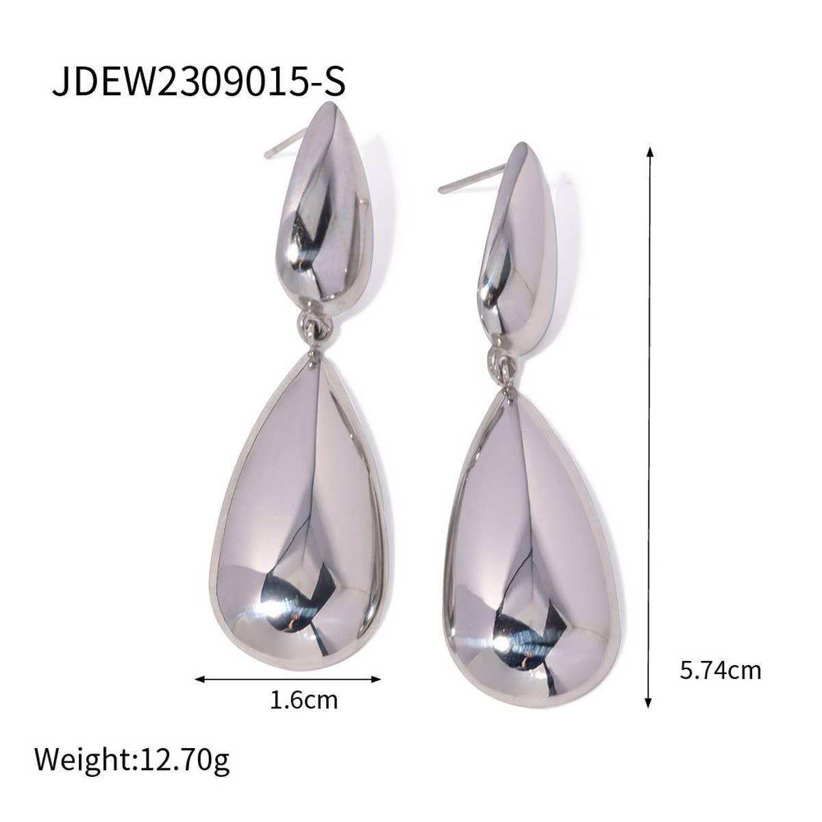 LIGHT LUXURY NICHE GOLD GLOSSY WATER DROP EARRINGS
