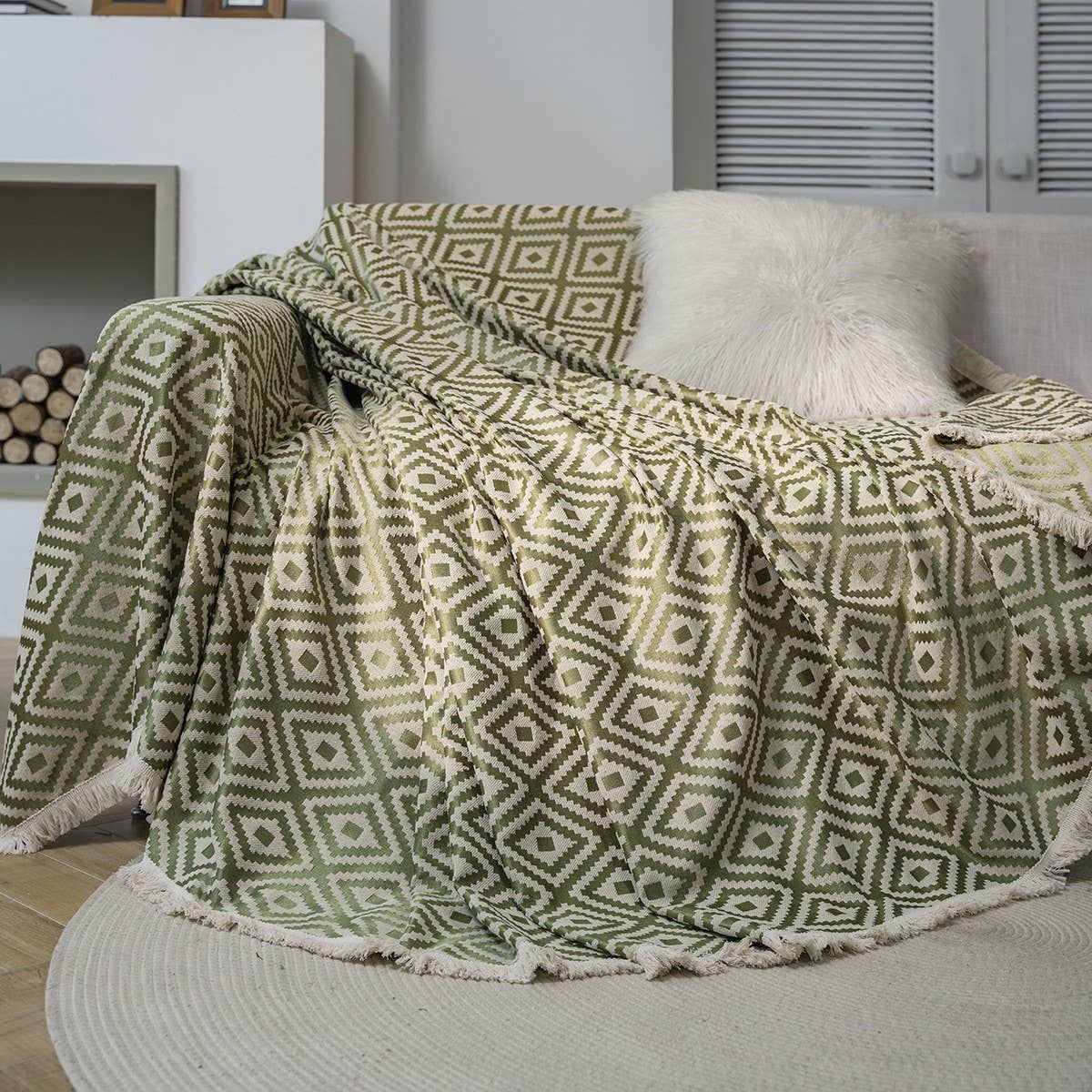 GEOMETRIC JACQUARD RETRO AMERICAN SOFA THROW