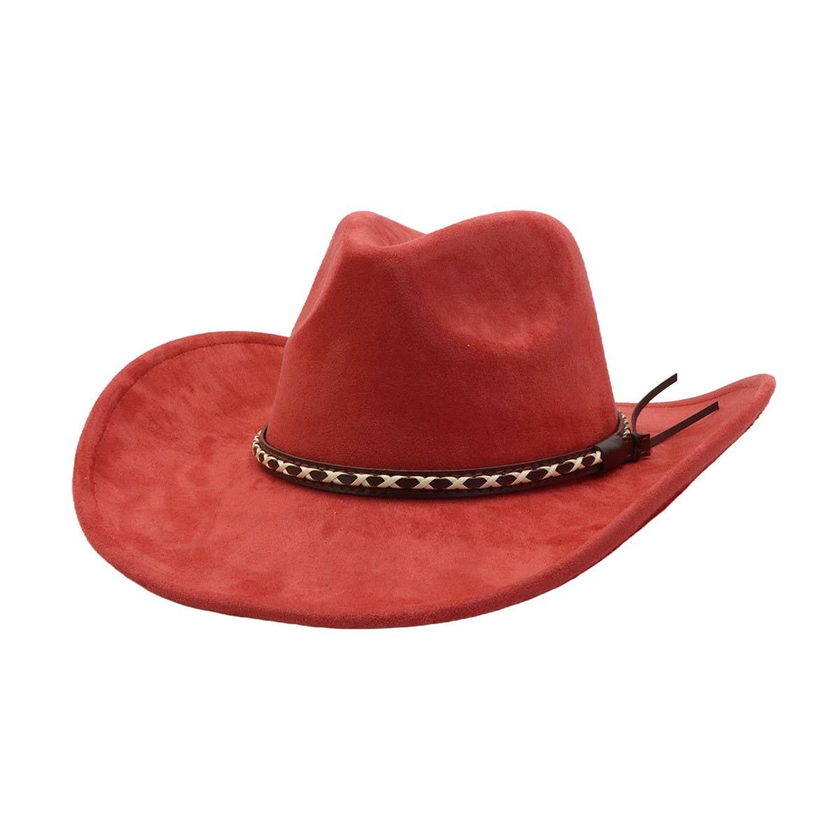 Soft Suede Western Cowboy Fedora Hat Ethnic Style_CWAH04401