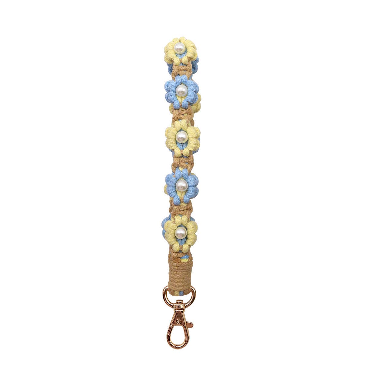 NEW PEARL FLOWER COTTON ROPE KEYCHAIN