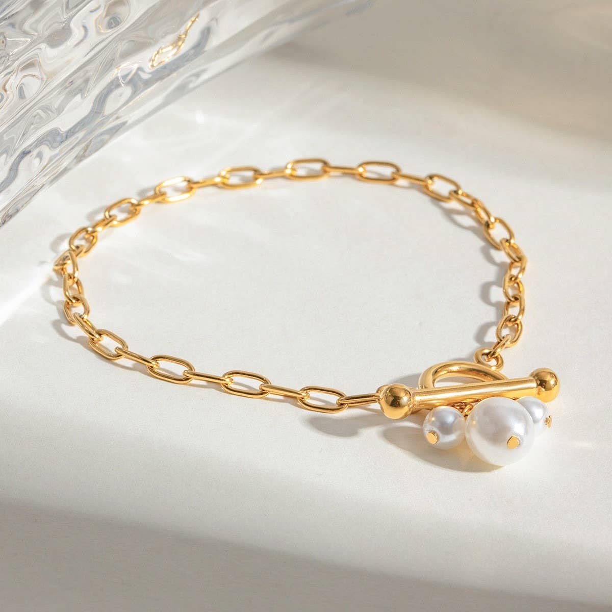 18K Gold Pearl Pendant Bracelet, Boutique Style_CWAJE4883