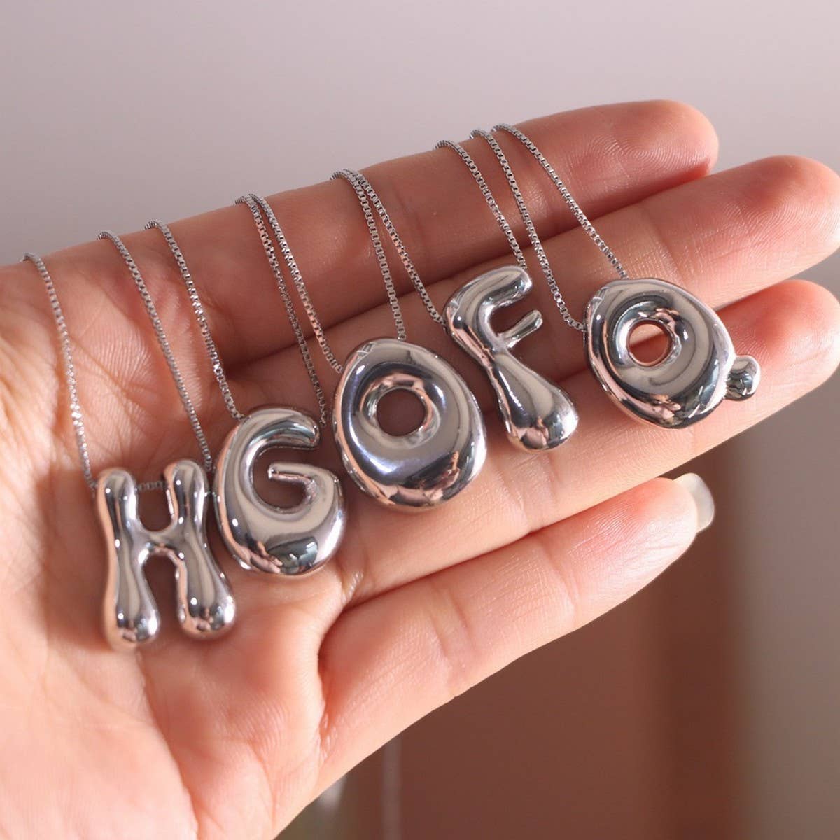 Hip Hop 26 Letters Pendant Necklace - Silver Chain