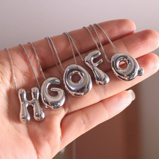 Hip Hop 26 Letters Pendant Necklace - Silver Chain