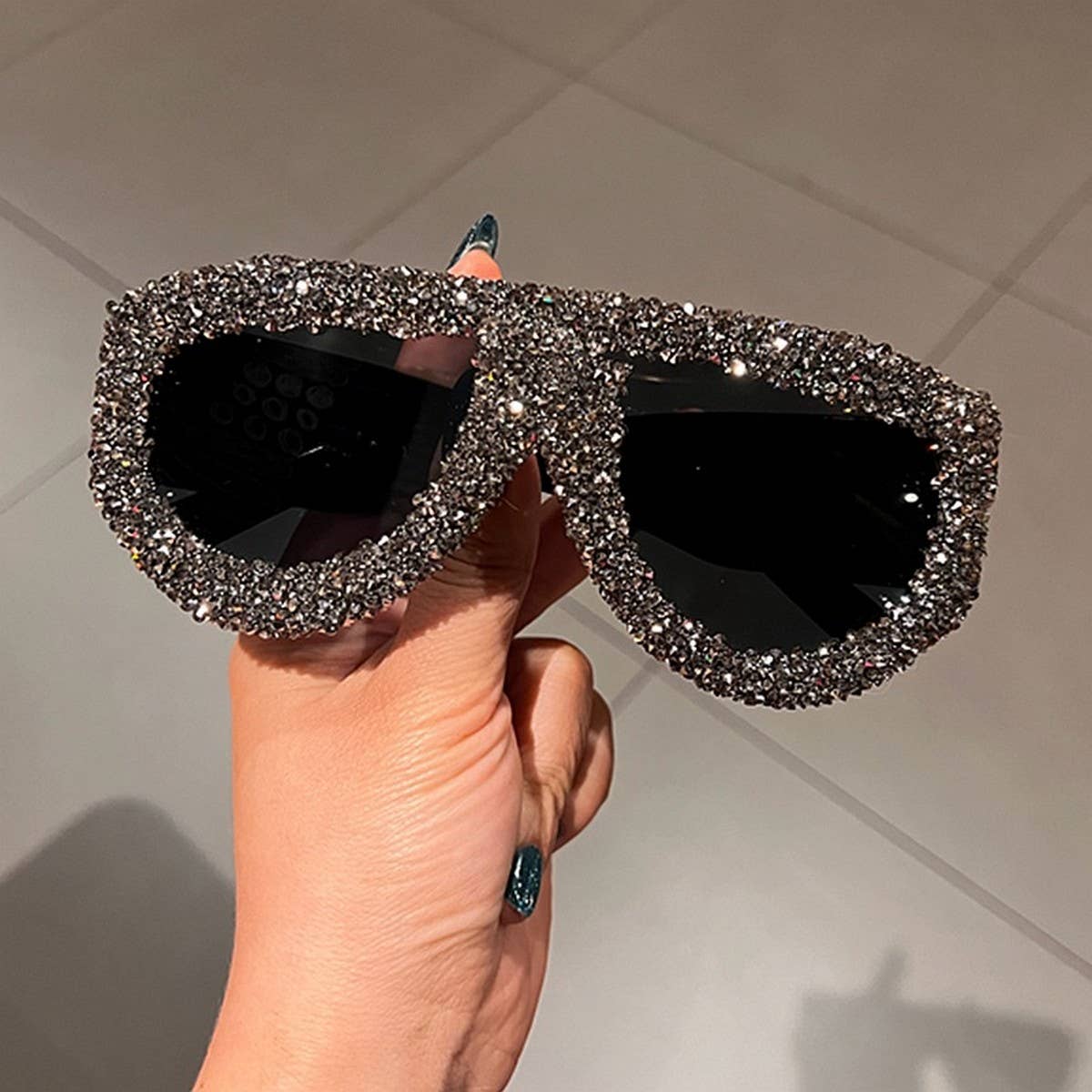 T-FRAME DIAMOND-STUDDED SUNGLASSES